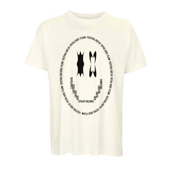 Flow Festival 2023 Oval Smiley T shirt, natural white, front