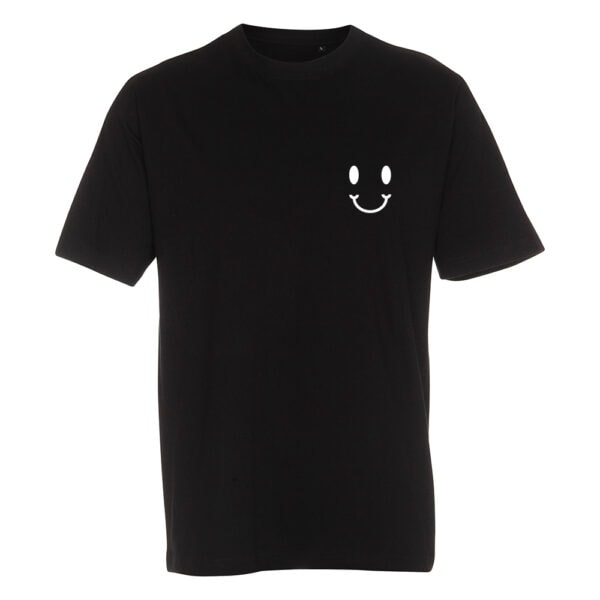 Kerhotalo Smiley T-paita (black), rinta, valkoinen